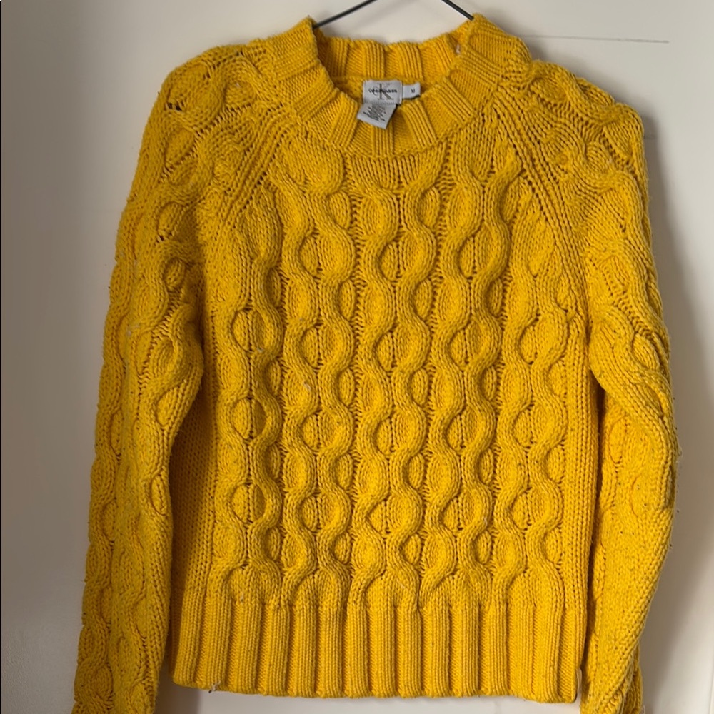 CK Yellow Cable Knit Sweater